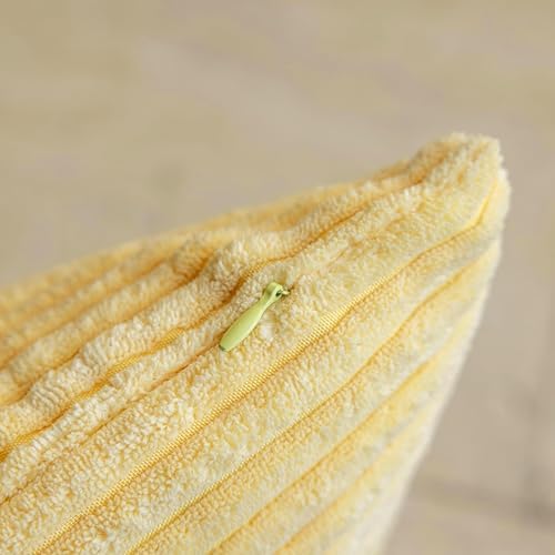 Home Brilliant Set of 2 12x20 Summer Pillow Covers Oblong Corduroy Rectangle Throw Pillow Case for Couch Chair Decor Baby Toddler Lumbar Throw Pillow Covers, 12 x 20 inch, Light Yellow