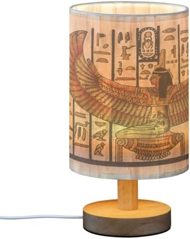 ALAZA Egyptian Parchment Retro Decor Bedside Table Lamp with USB Port for Bedroom Nightstand Office Desk LED Bulb Included