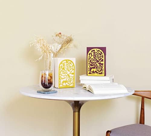 CNK Premium Book Ends for Shelves, Metal Stopper for Home Office Heavy Books, Shelf Holder, Home Decorative, Stoppers (Rose Gold)