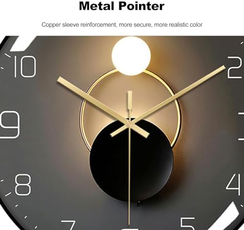 Ergocar Silent Modern Metal Clock, Art Deco Clock, Suitable for Living Room, Bedroom, Office, Study Room