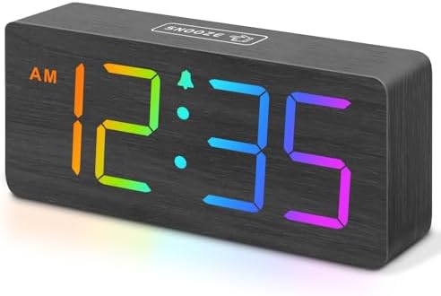 DreamSky Wooden Digital Alarm Clock for Bedroom, Living Room Desk