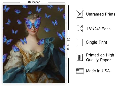 Poster Master Madam de La Porte Print - Portrait Painting Poster - Altered & Pop Art - Gift for Men & Women - Aesthetic Wall Decor for Bedroom, Living Room or Office - 18x24 Unframed Wall Art