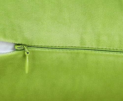 Jeneoo Comfy Soft Thick Velvet Throw Pillow Covers for Sofa Couch, Decorative Solid Square Cushion Cases for Bedroom Car (Lime Green, 16 x 16 Inches, 2 Pieces)