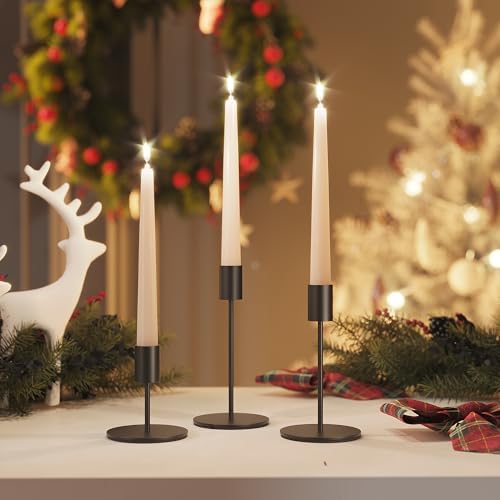 zeochyni Set of 12 Black Taper Candle Holder Bulks for Wedding, Party Decor