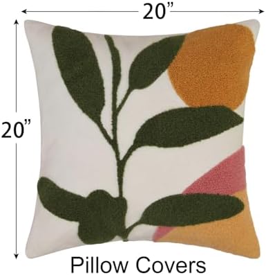JASEN Abstract Boho Pillow Covers 20x20,Soft Mid Century Geometric Floral Decorative Throw Pillows for Couch Bed Sofa Bedroom（Only 1 Pillow Cover）