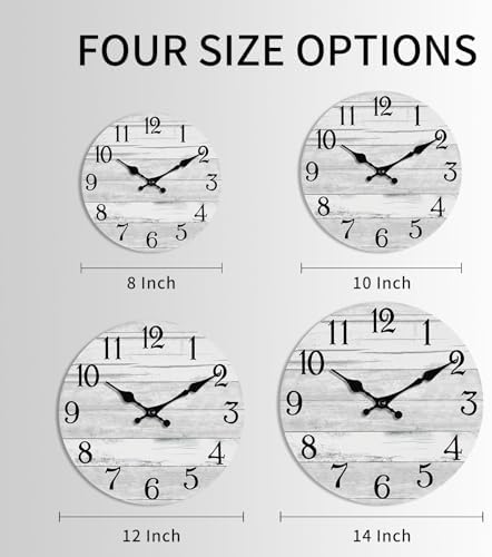 KECYET 10 Inch Wall Clock Battery Operated Gray White Silent Farmhouse