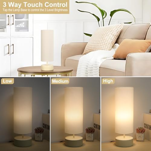 Touch Control Table Lamp, 3 Way Dimmable Bedside Lamp, Modern Desk Lamp