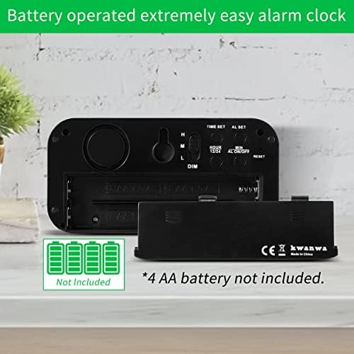 KWANWA 1.2 Inch Small Digital Alarm Clock, Green LED Display with Adjustable Brightness & Night Mode, Battery Operated Portable Desk Clock, for Bedroom, Travel, Kids, Wall Mount (Snooze, 12/24H)