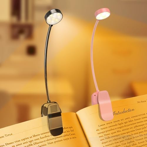 KTEBO 2 Pack Rechargeable Book Light Clip-On Reading Light for Books in Bed