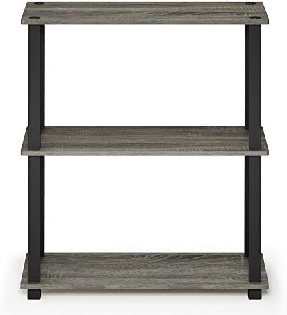 Furinno TURN-S-TUBE Storage Shelves, 3-Tier Book Shelf, Corner Shelf, Toolless Open Shelves, for Organization and Storage, Living Room, Garage, Home Office, French Oak
