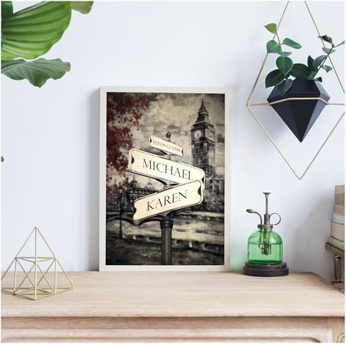 A&T ARTWORK Lovers Crossroads Personalized Canvas Poster Prints Gift,includes Names and the Date Unique Gift for the Wedding Anniversary.Canvas Poster UNFRAMED