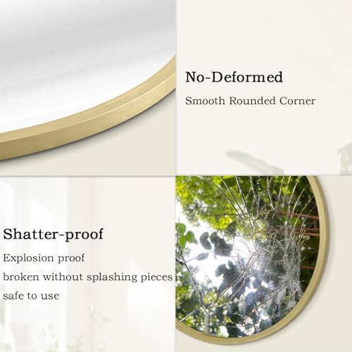 AOAOPQ Frame Wall Mirror Metal Aluminum Tempered Glass Mounted Circle Vanity Modern Minimalist Mirrors for Entryway Bathroom Washrooms Living Rooms 20 Inch Gold