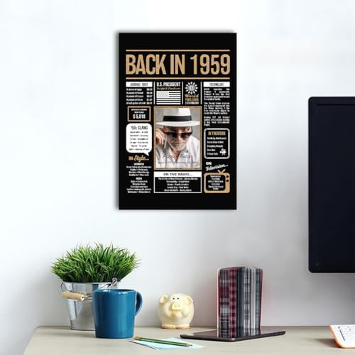 Hexadecor Personalized 66th Birthday Party Decorations Men, Women, Him, Her - Custom Gifts Idea For 66 Years Old, Back In The Year You Born Newspaper For 66th Birthday Poster No Frame Black Gold