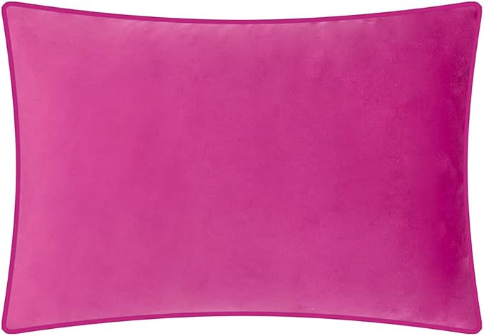 JWH Flower Print Throw Pillow Covers Decorative Velvet Accent Pillow Case Aesthetic Lumbar Cushion Floral Pillowcase for Couch Bed Bedroom Car Chair 14x20 Inch Hot Pink