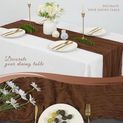 20 Pack Cheesecloth Table Runner 17 x 108 Inch, Brown