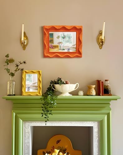 Small Decorative Mirror for Desk Makeup and Art Gallery Decor,Orange | 9.5x7.5",Soft Velvet-like Touch,Funky Wall Mirror,Modern Accent for Pastel Themed Room Studio Apartment