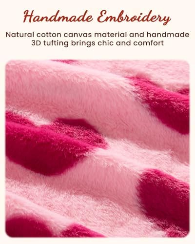 Valentines Pillow Covers 18x18 Inch Set of 2 - Plush Faux Fur Rose Hearts Valentines Day Jacquard Throw Pillow Covers Decorations Soft Home Decor for Couch, Sofa, or Bed