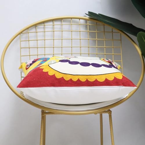 2 Pcs Embroidered Decorative Throw Pillows Covers for Sofa Decor Cushion Cases 18 x 18 Inch (Necklace Lady)