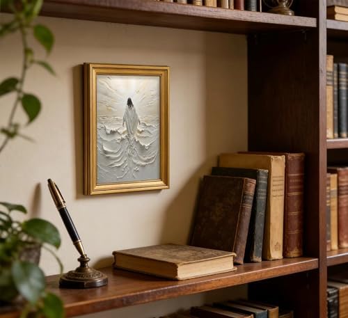 Vintage Gold Framed Jesus Wall Art Abstract Jesus Walking on Water Canvas Prints Christian Spiritual Picture Divine Light Religious Beliefs Painting Poster Artwork for Living Room Bedroom Church