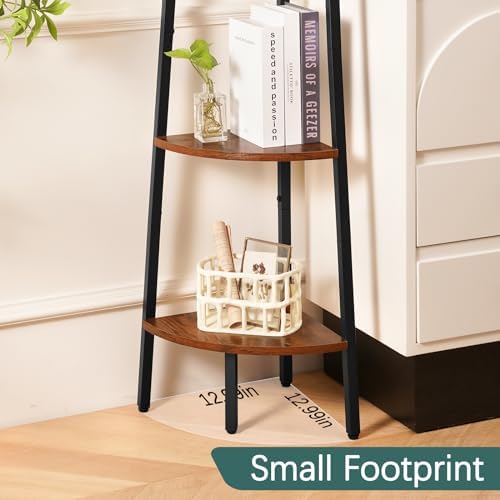 Yoobure 4-Tier Corner Shelf Stand- 54" Tall Corner Bookshelf with Metal Frame, Industrial Ladder Corner Shelves Display Shelf for Bedroom Living Room, Corner Bookcase Corner Plant Stand for Balcony