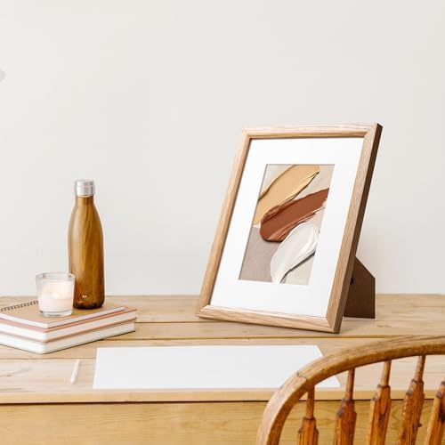 Fun Memories 8x10 Oak Picture Frame for Wall, 8x10 Frame with Matted to 5x7, Solid Wood Picture Frames for Wall Art Photo and Prints (Beige, 3 Pack)