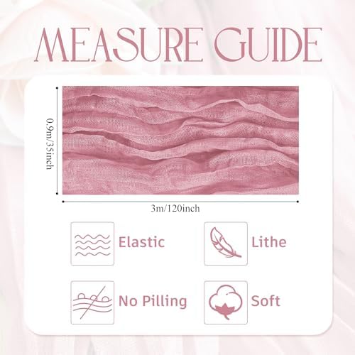 Wokceer Cheesecloth Table Runner 10FT Boho Gauze Runner, Pink, 12 Pack