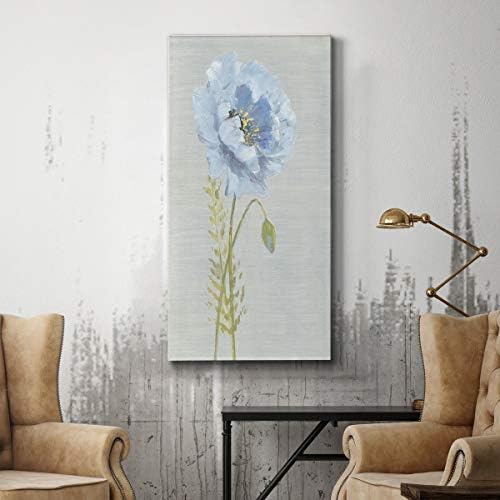 Renditions Gallery Canvas Floral Wall Art Nature Paintings & Prints Premium Jardin Bleu Modern Romantic Artwork Canvas Botanical Decorations for Bedroom Office Kitchen - 12"x24" LT43