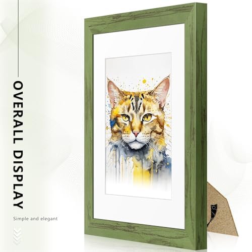 Picrit 8.5x11 Picture Frame Set of 12, Gallery Wall Frames, Green Wood