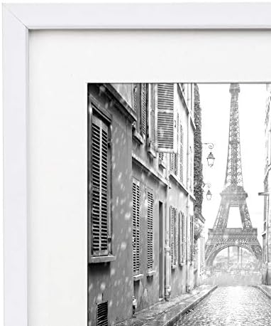 Americanflat 11x14 Picture Frame with Shatter-Resistant Glass - Use as 8x10 Frame with Mat or Display 11x14 Photo Without Mat - Signature Collection - Picture Frames for Wall Display - White