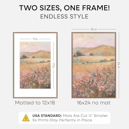 Homeforia 16x24 Mocha Picture Frame, High-End Metal, 12x18 Mat, Glass
