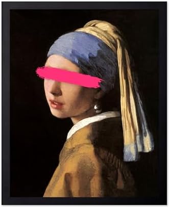 Poster Master Girl with a Pearl Earring Painting Print - Baroque Portrait Poster - Altered & Pop Art - Gift for Men & Women - Decor for Bedroom, Living Room or Office - 16x20 Black Framed