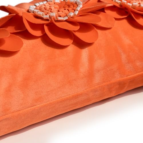 JWH 3D Flower Throw Pillow Cover Sunflower Velvet Orange 12x20 Inches