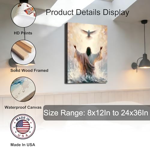 Jesus Dove Inspiring Wall Art, Freedom Picture Posters Prints Wrapped Canvas Wall Decor Artwork Painting for Bedroom, Living Room,Bathroom, Bar, Office Classic Home Decoration