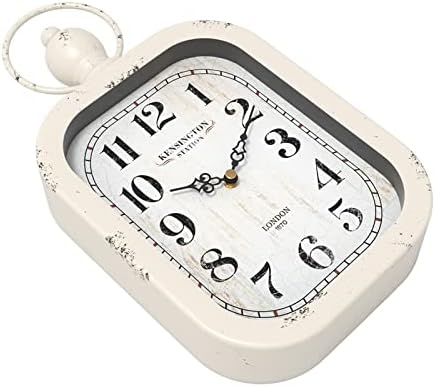 Menterry Small Retro Rectangle Wall Clock, White Antique Vintage Style
