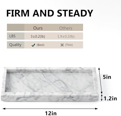 Real Natural Small Marble Tray for Bathroom, Vanity, Kitchen Counter