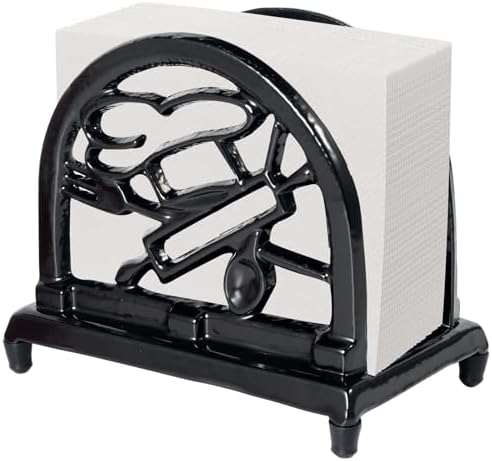 JOGREFUL Cast Iron Napkin Holder, Kitchen Organizer Chef Tool Pattern Black