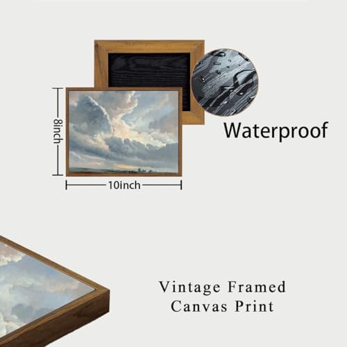 OIQArtOIQ Vintage Landscape Canvas Wall Art Framed Natural Scenery Painting Artwork Prints France Country Wilderness Farmhouse Decor Pictures Kitchen Bedroom Living Room Bathroom