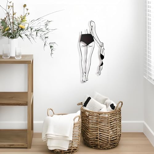 Sexy Metal Wall Art, 3D Abstract Woman Sculpture for Bedroom Black Decor | Sleek 3D abstract female figure in black metal, modern & artistic accent for bedrooms, living rooms, or boudoirs