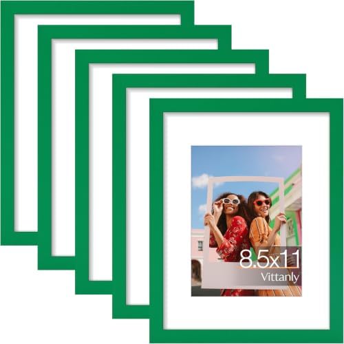 Vittanly 8.5x11 Picture Frames Set of 5, Certificate Frame, Green