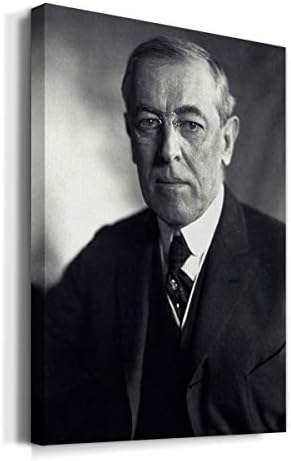 Renditions Gallery Woodrow Wilson Presidental Portrait Wall Art, Premium Gallery Wrapped Canvas Decor, Ready to Hang, 36 in H x 24 in W, Made in America Print