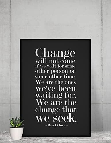 Barack Obama Poster Quote Change Will Not Come Motivational President Famous Office Decor Cool Wall Art Print Poster 12x18