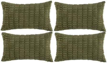 Fancy Homi 4 Packs Decorative Throw Pillow Covers for Living Room Couch Bed, Modern Farmhouse Boho Home Décor Accent Cushion Case, 24" x 12", Moss Green