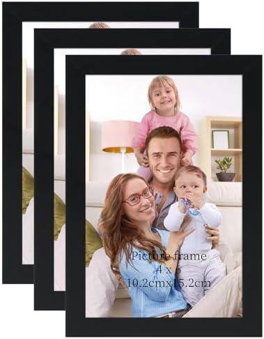 Giftgarden 4x6 Picture Frame Black Set of 3, Thin Photo Frames 4 by 6 for Wall and Tabletop Display