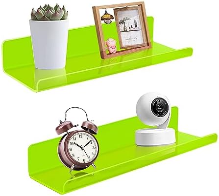 ROYALITA 2-Pack Small Acrylic Shelves Wall Mounted, 12 in Display Shelves