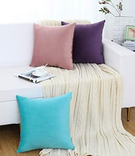 Jeneoo Comfy Soft Velvet Navy Throw Pillow Covers Decorative Solid Square Couch Cushion Cases for Bedroom Sofa Car Decor (Dark Blue, 18 x 18 Inches, 2 Pieces)