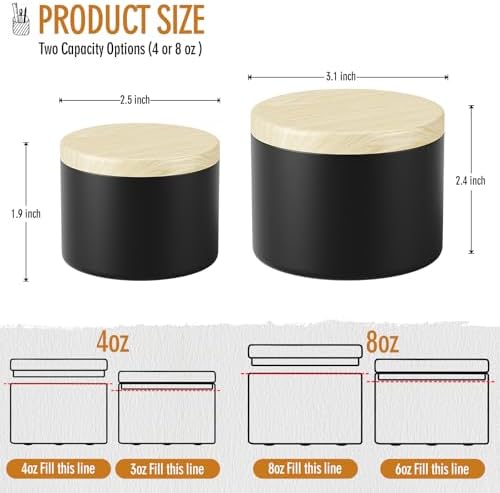 Empty Candles Tins 8 oz Candle Jars 24 pcs Candle Containers with Lid for Candle Making (Black-Woodgrain, 8oz)
