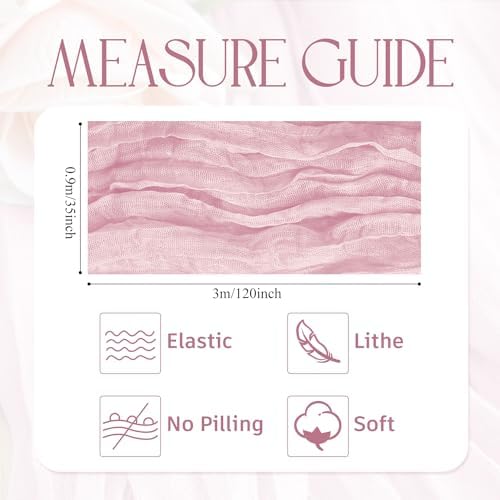 Wokceer Cheesecloth Table Runner Blush Pink 10FT Boho Gauze Runner, 2 Pack