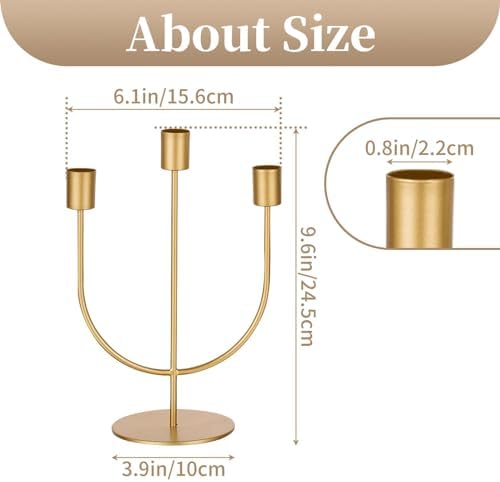 Sziqiqi Gold Candelabra Candle Holders Set of 2, 3 Arm Candelabras