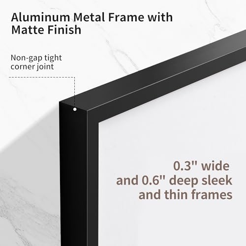 6x9 Metal Picture Frame - High-End Aluminum Frame for Art, Simple and Elegant 6 by 9 Poster Photo Frame for Wall Gallery, Mount Horizontally or Vertically, Black, 1 Pack
