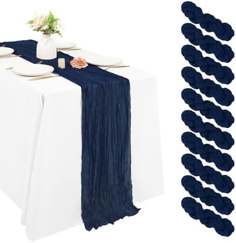 10 Pack Cheesecloth Table Runner 17 x 108 Inch, Navy Blue